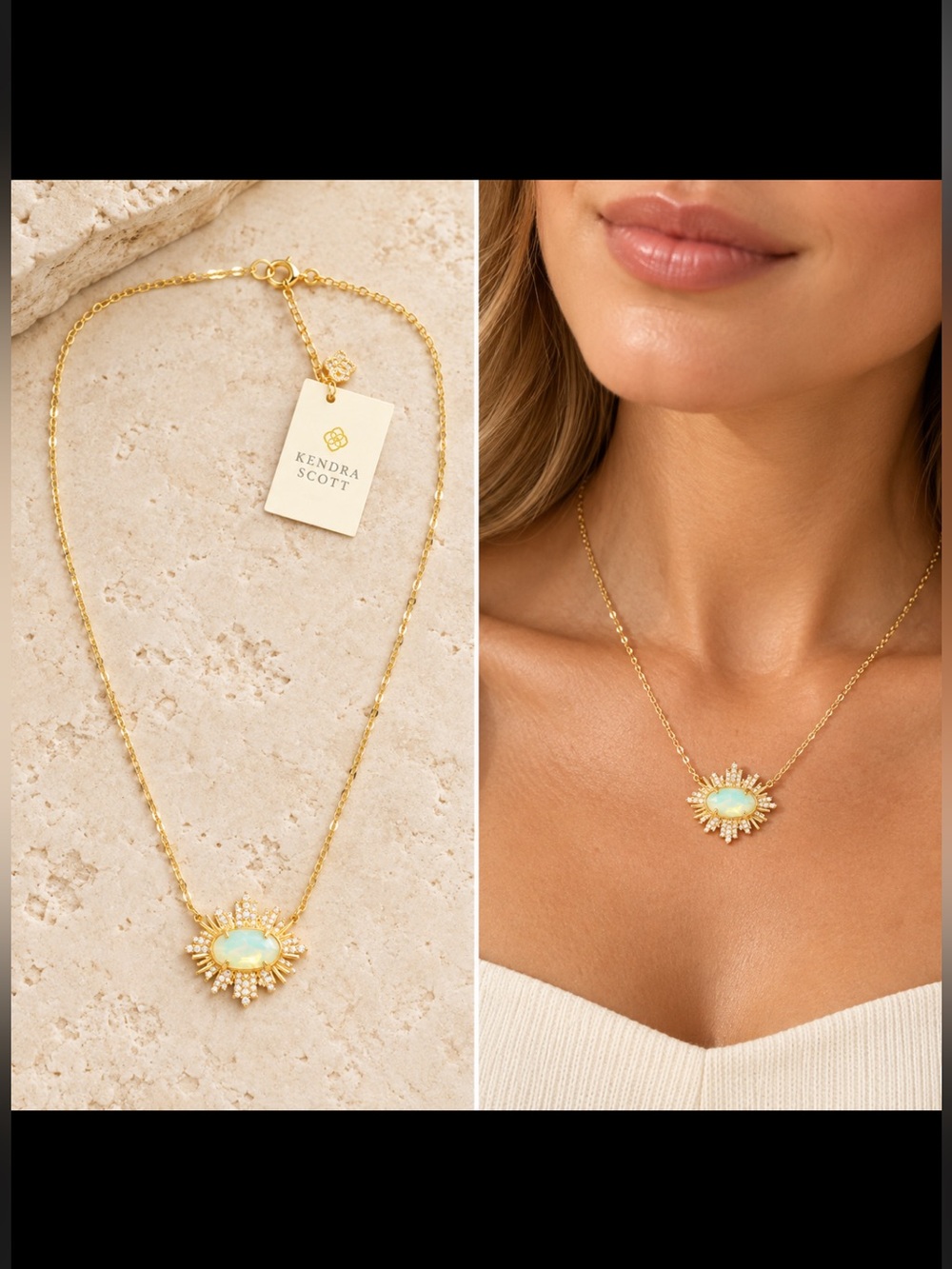 Kendra Scott Gold Sunburst Opal Pendant Necklace